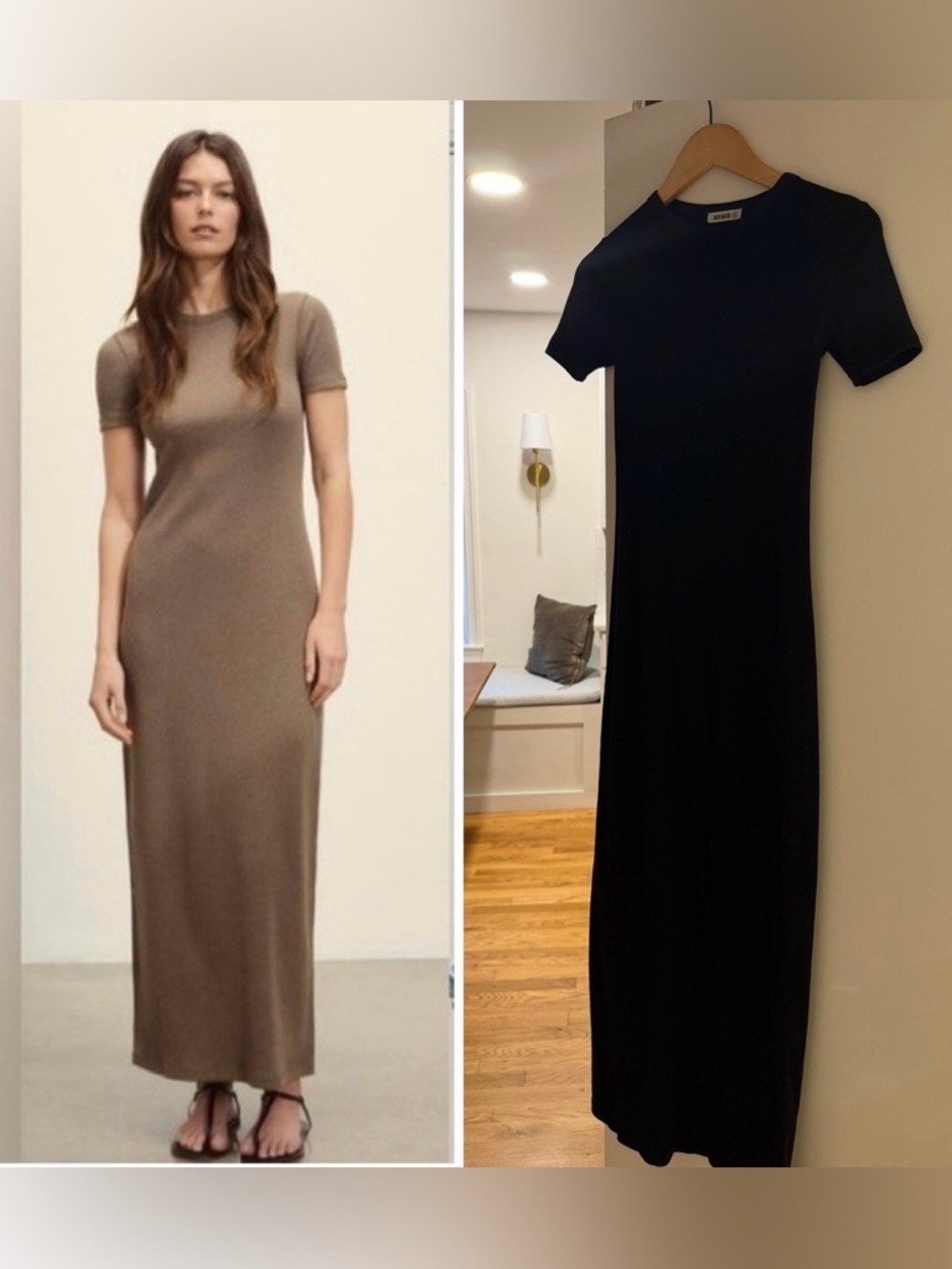 Buck Mason Black Ribbed Crewneck Maxi Dress
